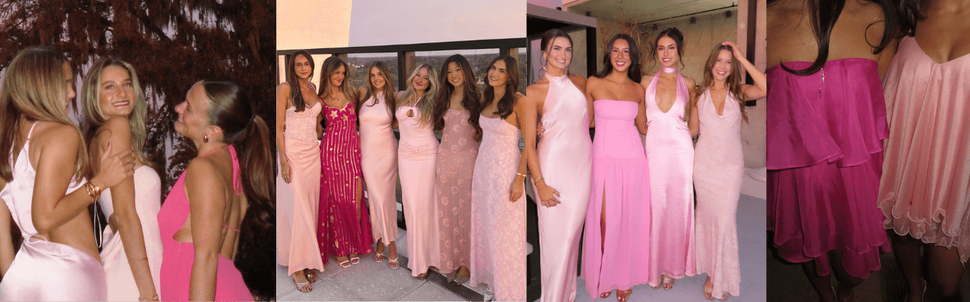 üüps ambassador event showing women dressed in coordinated pink outfits