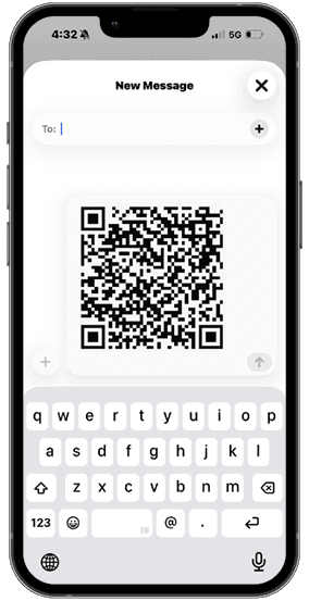 üüps invite sent as a QR code via text message