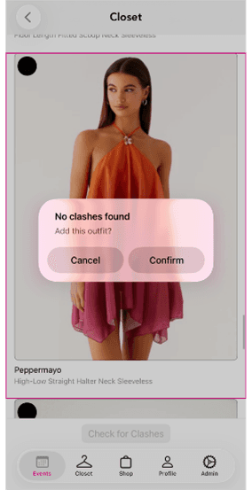 üüps app no clashes found confirmation screen
